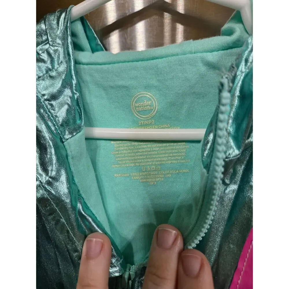 Aquamarine Metallic Jacket w/ Rainbow - Wonder Nation - 2T